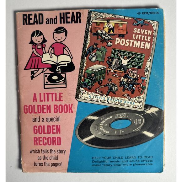 Vtg 1952 Read and Hear A Little Golden Story Book & Record Seven Little Postmen - Picture 1 of 4